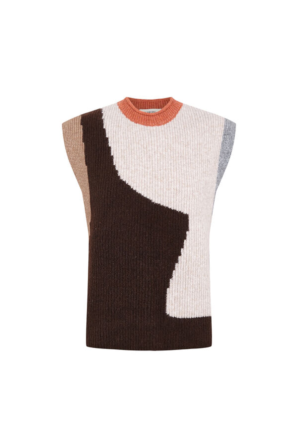 Slowlove Chaleco intarsia bloques Marfil