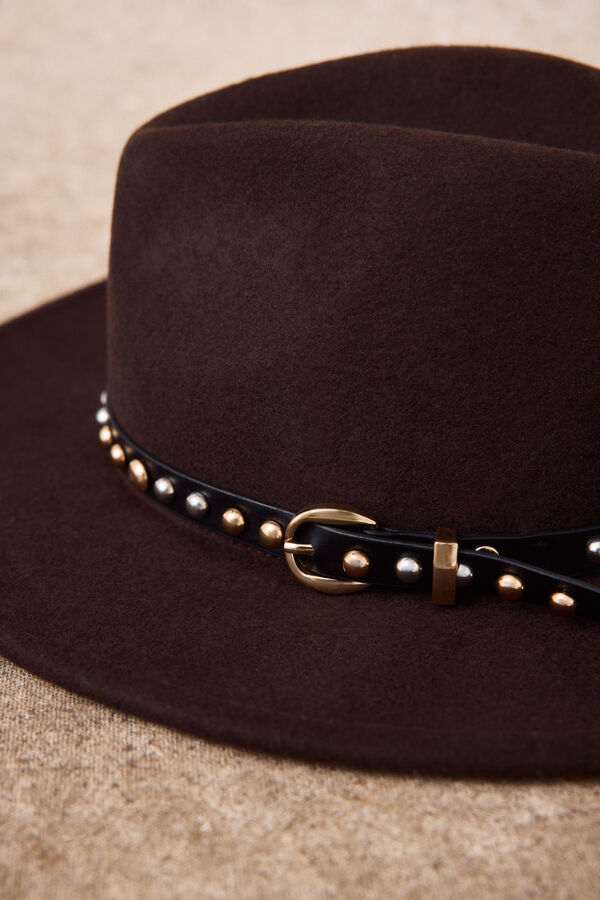 Slowlove Sombrero tachuelas Marr&oacute;n oscuro