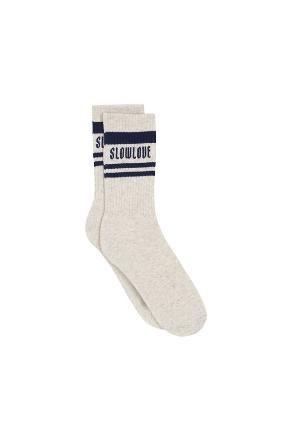 Slowlove Calcetines rayas logo Estampado azul