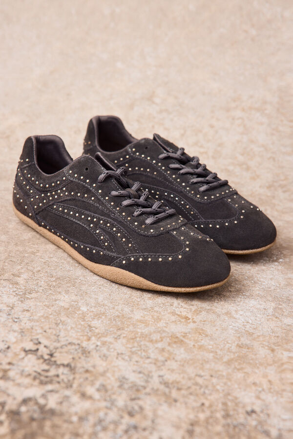 Slowlove Zapatilla piel tachas Gris