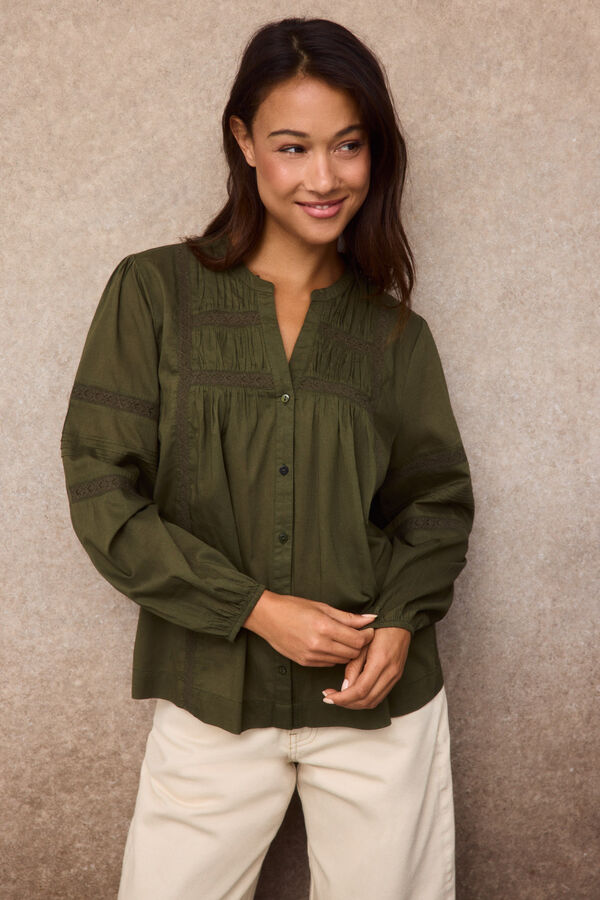 Slowlove Blusa rom&aacute;ntica Marr&oacute;n oscuro