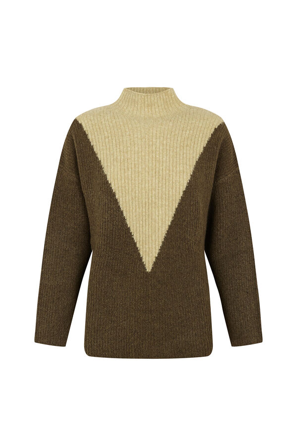 Slowlove Jersey bloques intarsia Kaki