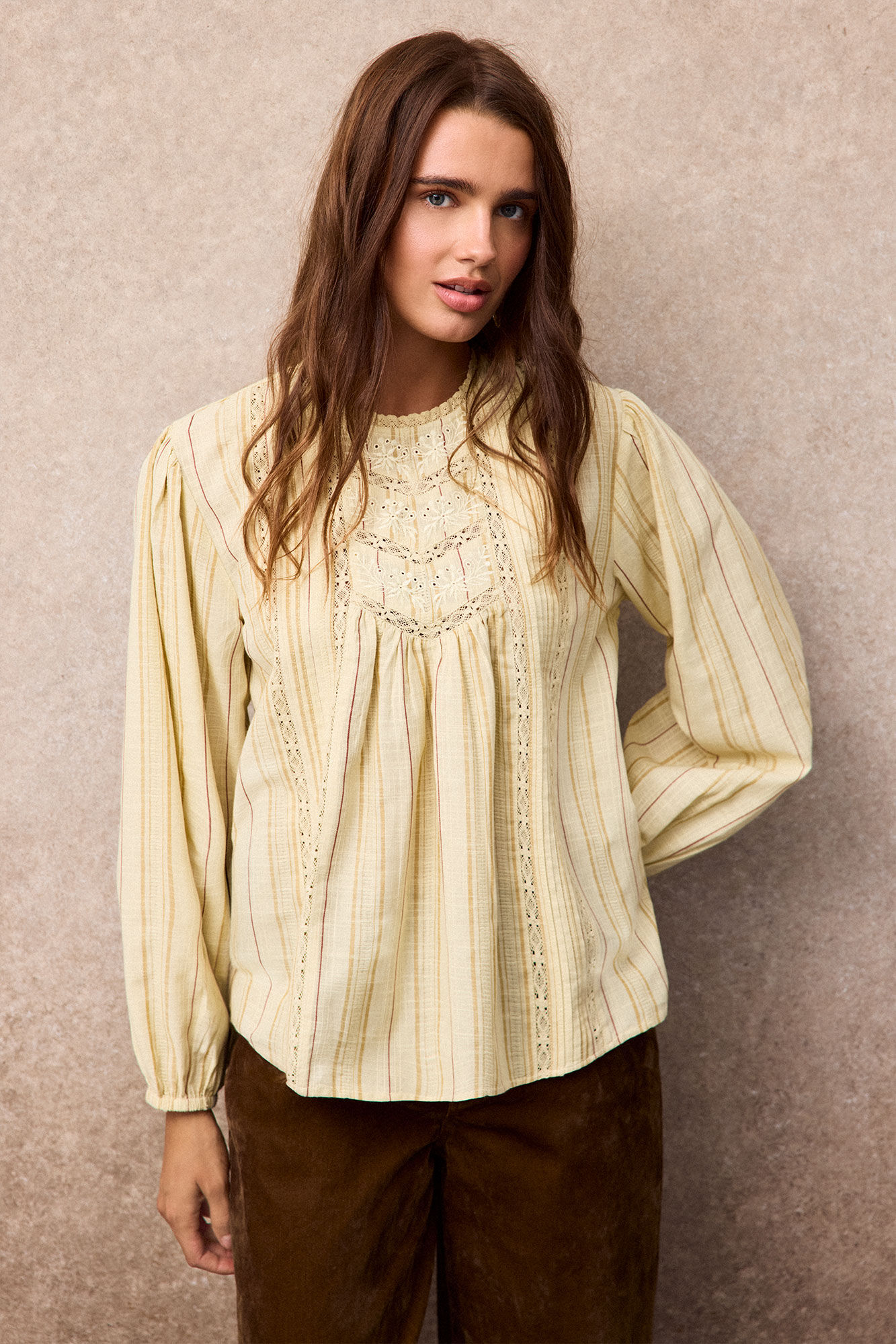 Slowlove Blusa raya r&uacute;stica