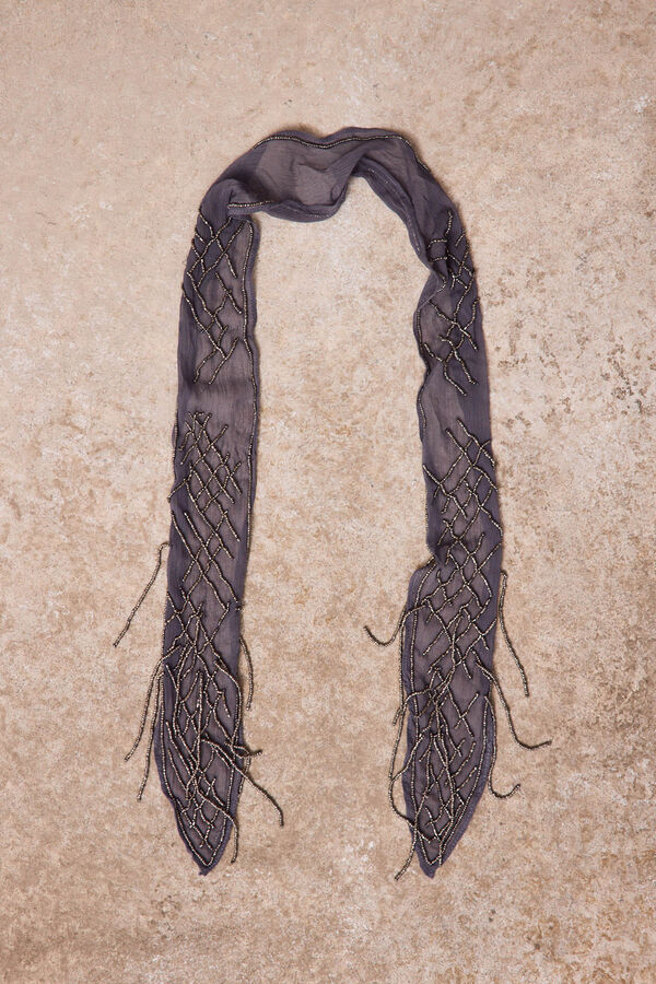 Slowlove Corbata joya bordada Gris
