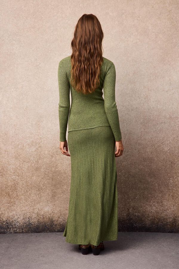 Slowlove Vestido punto jaspeado Verde