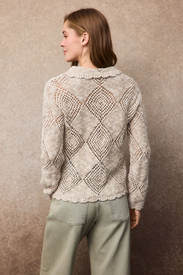 Slowlove Jersey de punto crochet. Beige