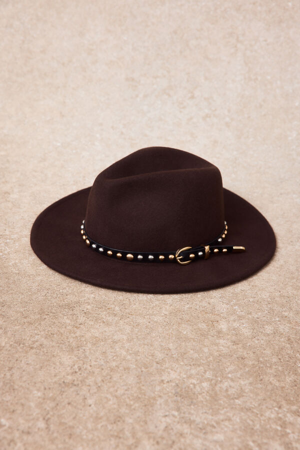 Slowlove Sombrero tachuelas Marr&oacute;n oscuro
