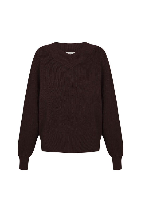 Slowlove Jersey calado pico Marr&oacute;n oscuro