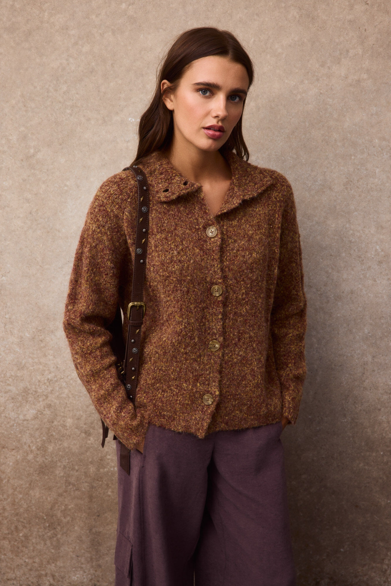 Slowlove Chaqueta jaspeada botones