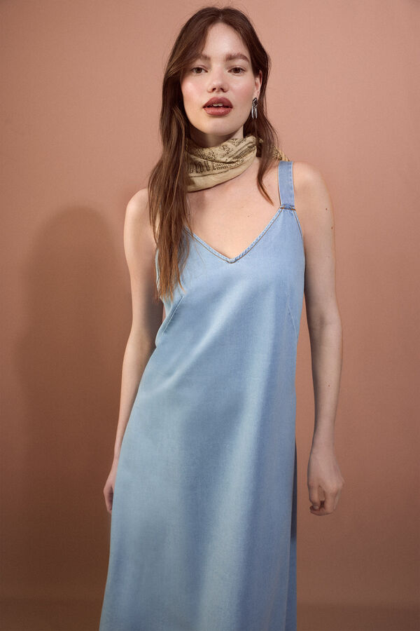 Slowlove Vestido tirantes Tencel Azul