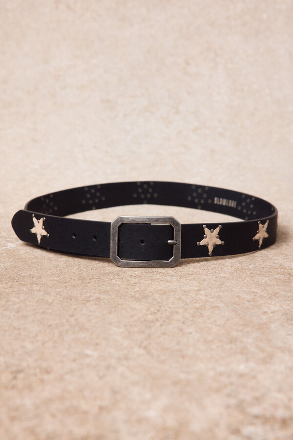 Slowlove Cintur&oacute;n piel estrellas Negro
