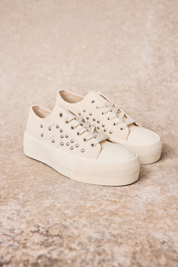 Slowlove Zapatilla sneaker cuadros Marfil