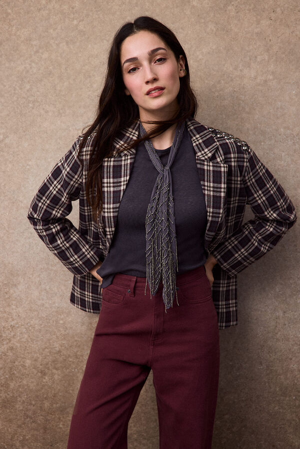 Slowlove Corbata joya bordada Gris