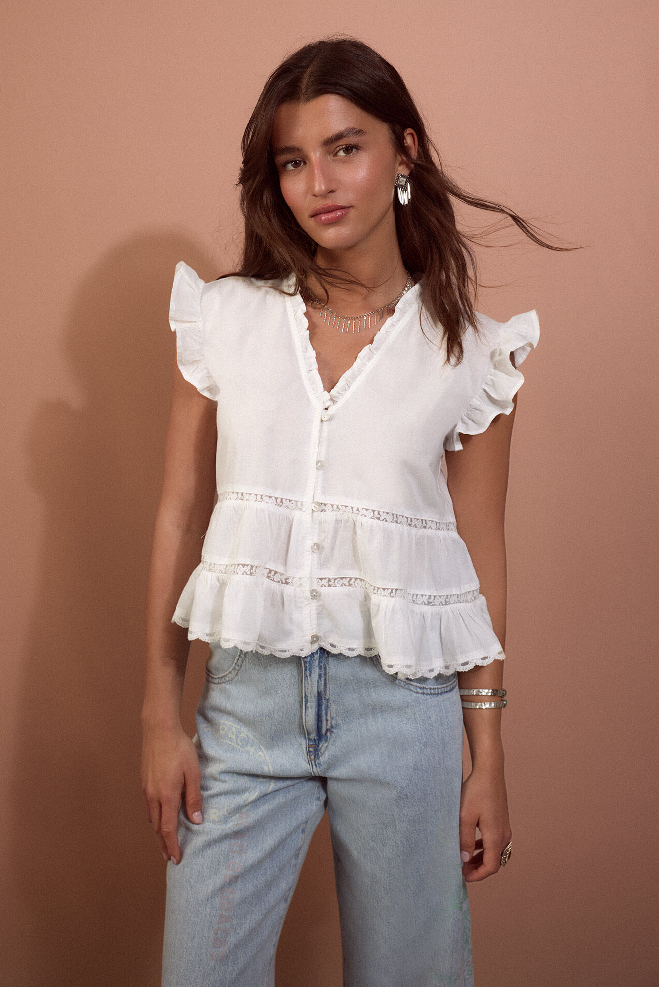 Slowlove Blusa fluida rom&aacute;ntica