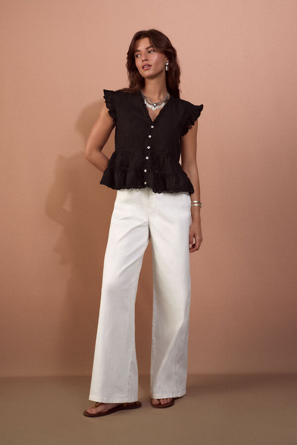 Slowlove Blusa fluida rom&aacute;ntica Negro