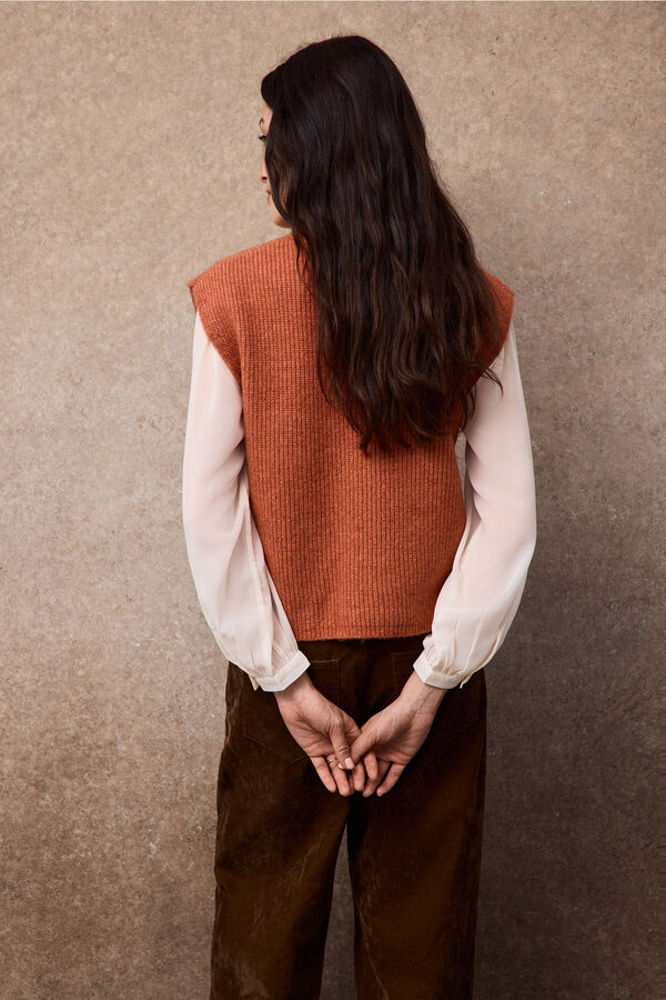 Slowlove Chaleco intarsia bloques Naranja