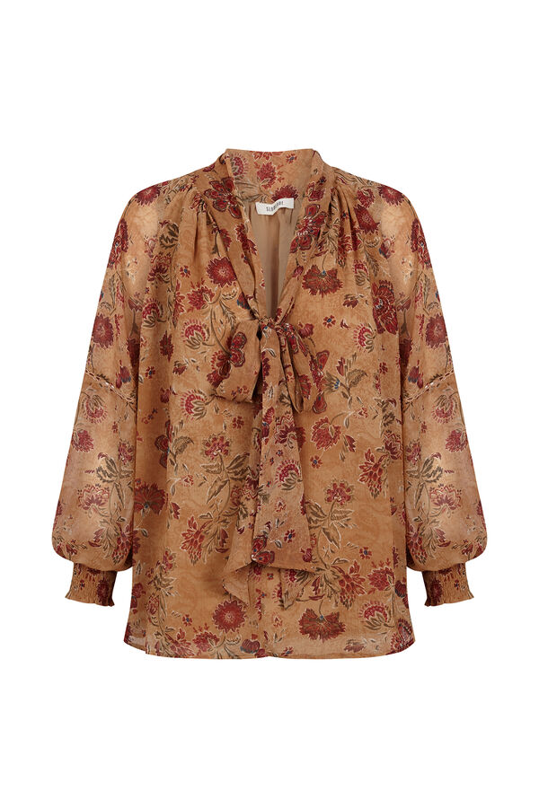 Slowlove Blusa estampada fluida Estampado amarillo