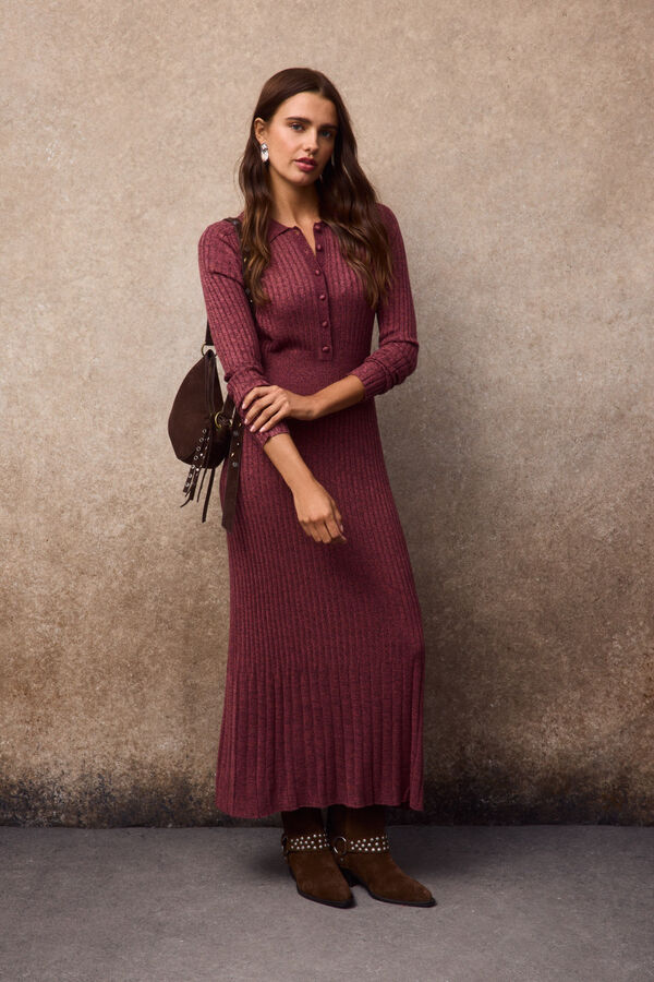Slowlove Vestido largo punto Granate