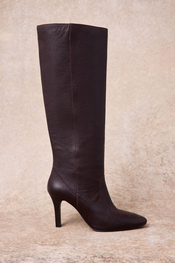 Slowlove Bota alta piel Granate