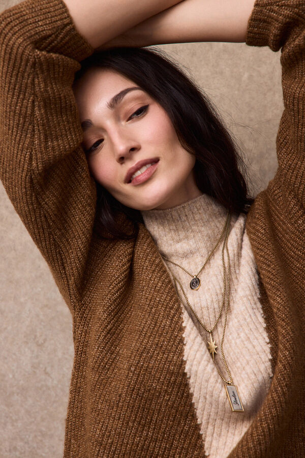 Slowlove Jersey bloques intarsia Camel