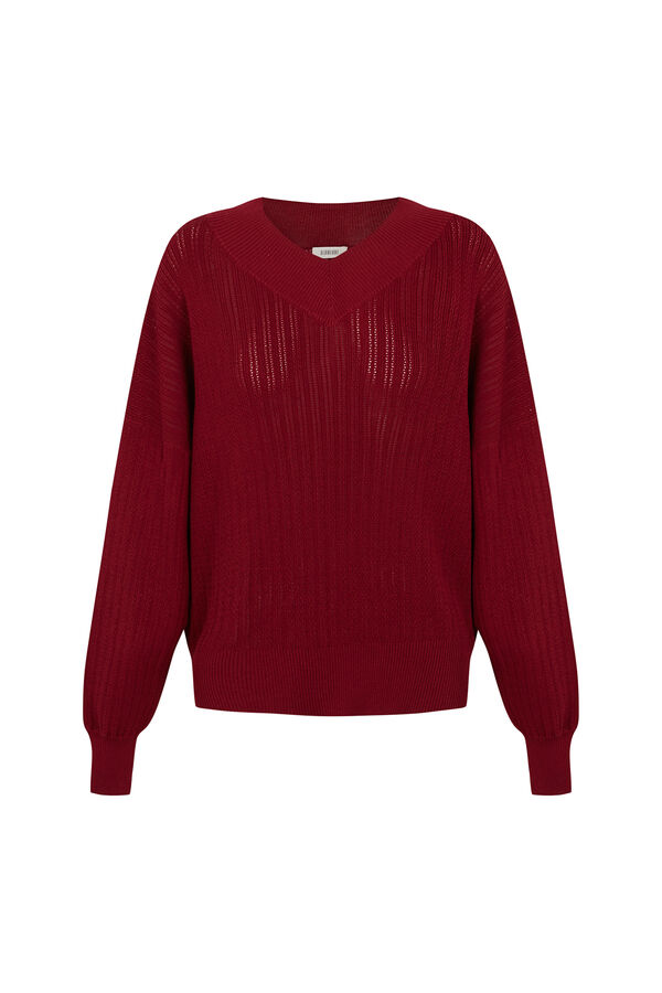 Slowlove Jersey calado pico Rojo