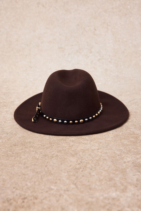 Slowlove Sombrero tachuelas Marr&oacute;n oscuro