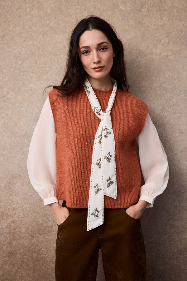 Slowlove Chaleco intarsia bloques Naranja