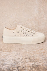 Slowlove Zapatilla sneaker cuadros Marfil