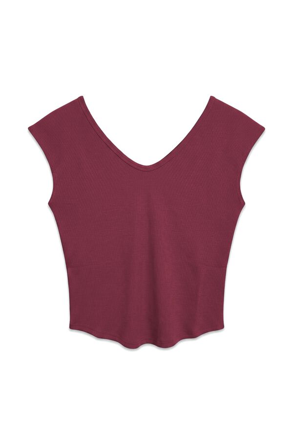 Topshop Camiseta escote V manga corta morado/lila