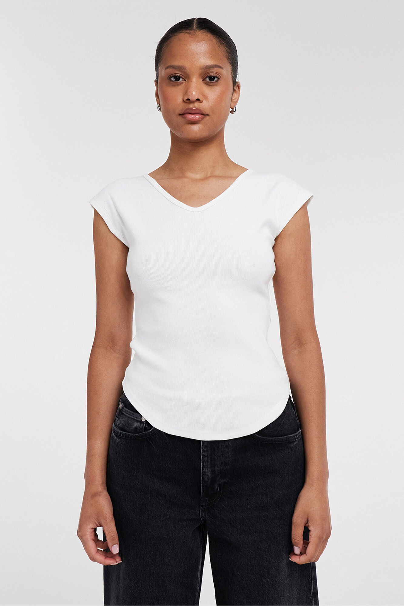 Topshop Top liso cuello pico