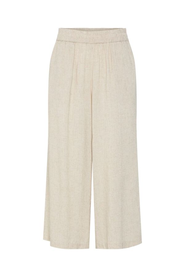 Pieces Pantal&oacute;n culotte de lino con cintura el&aacute;stica gris