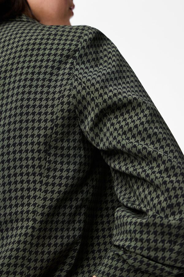 Pieces Blazer estampada con manga tres cuartos verde