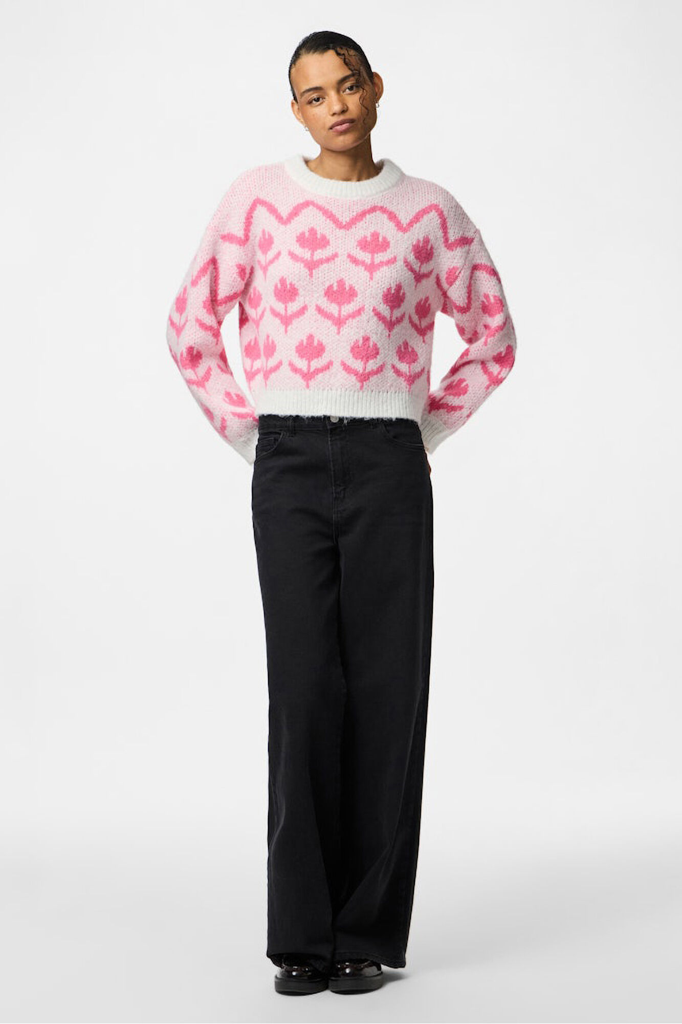 Pieces Jersey estampado floral cuello redondo