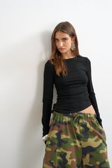 Topshop Top canal&eacute; fruncido negro
