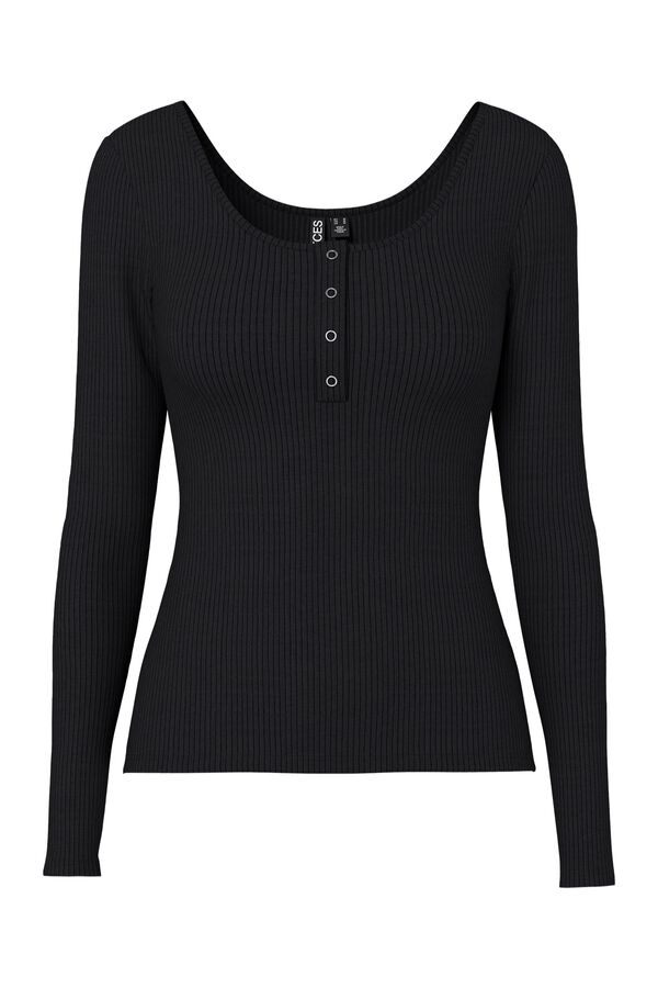 Pieces Camiseta de canal&eacute; manga larga negro