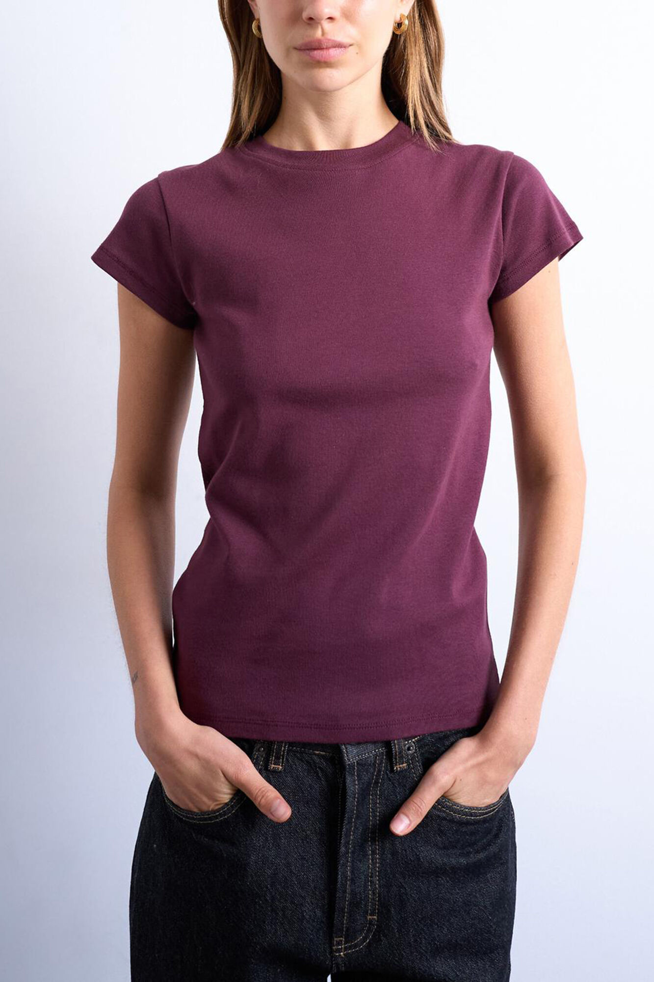 Topshop Top de manga corta b&aacute;sico