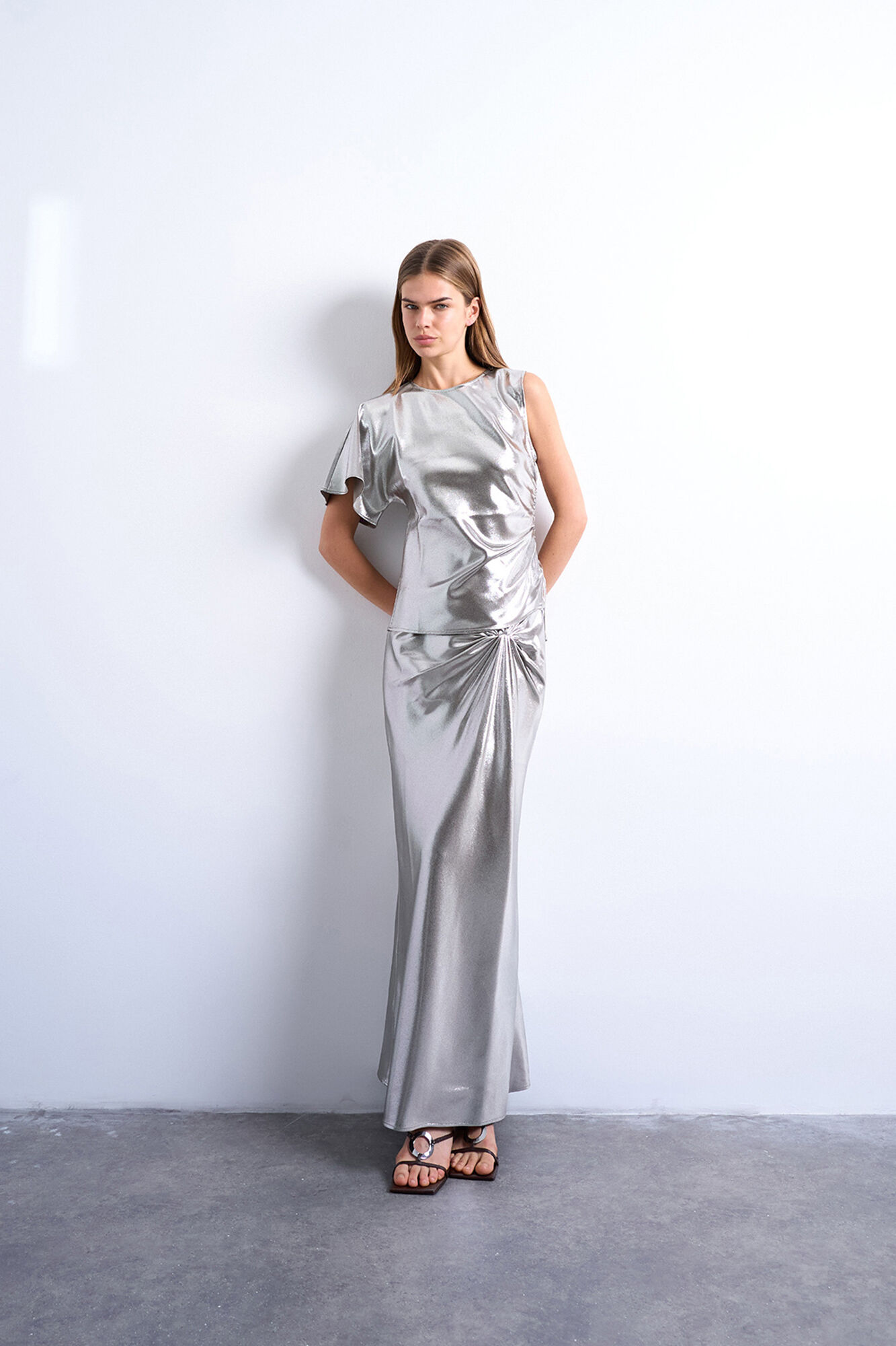 Topshop Top efecto metalizado