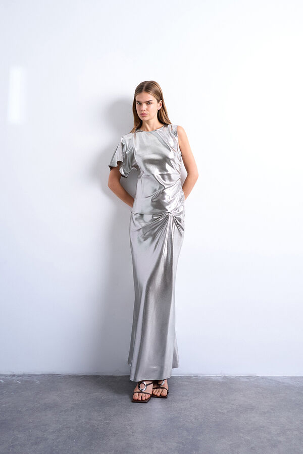 Topshop Top efecto metalizado gris