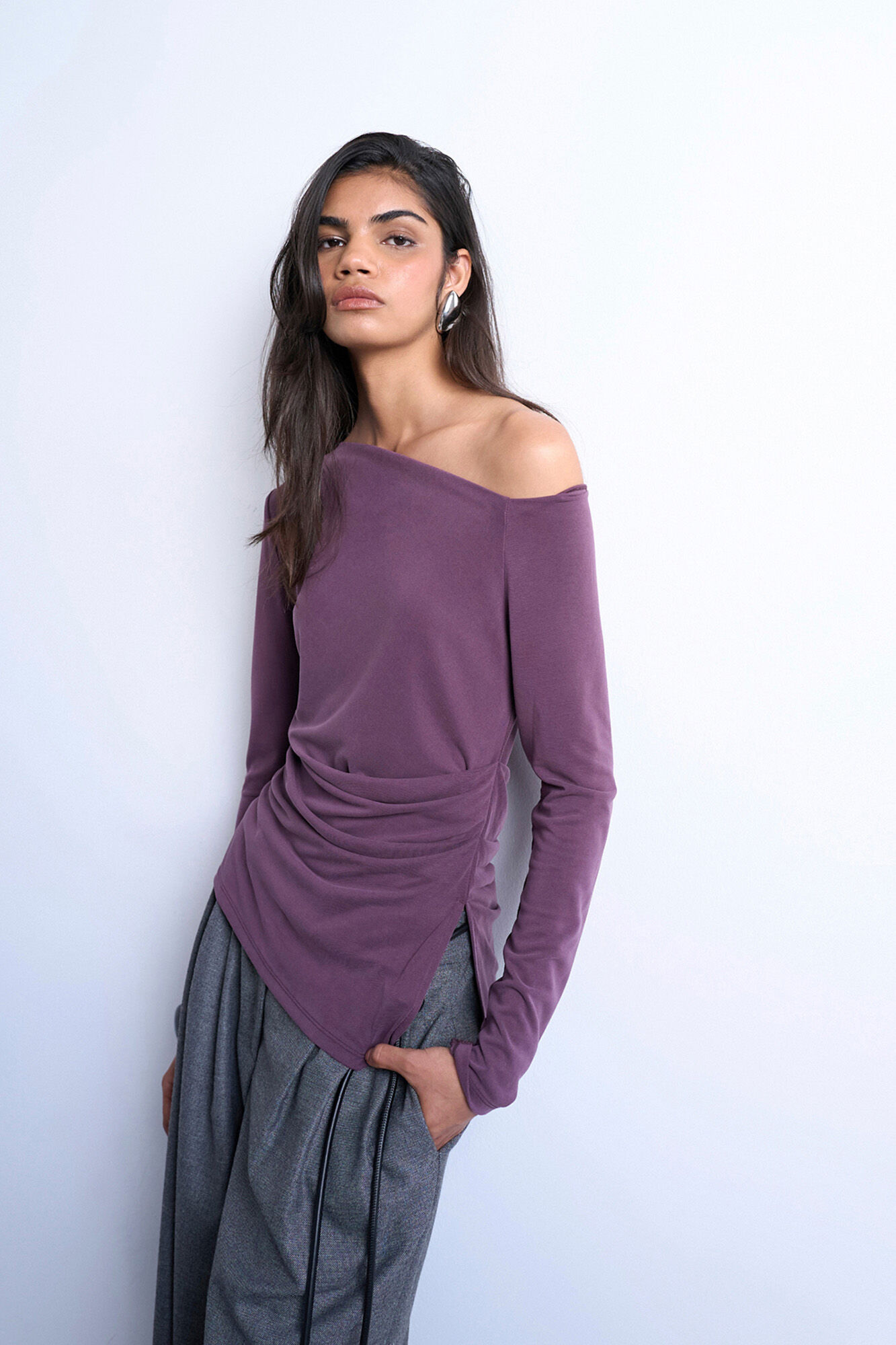 Topshop Top de cuello redondo y manga larga