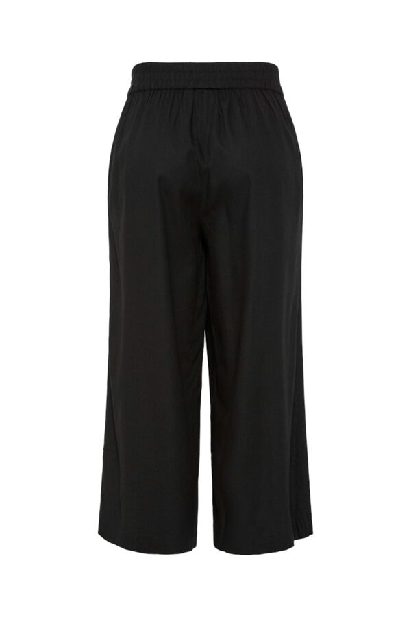 Pieces Pantal&oacute;n culotte de lino con cintura el&aacute;stica negro