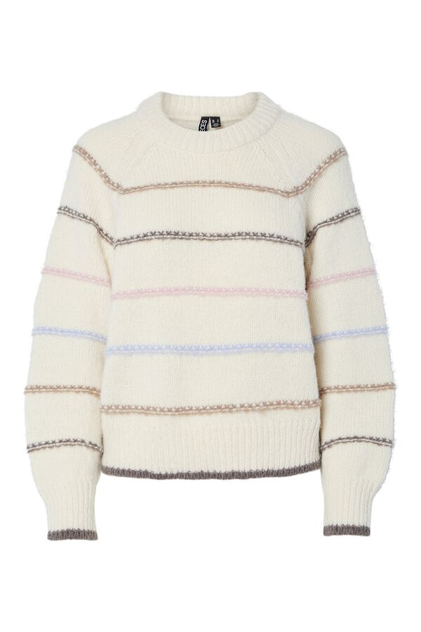 Pieces Jersey de punto cuello redondo gris