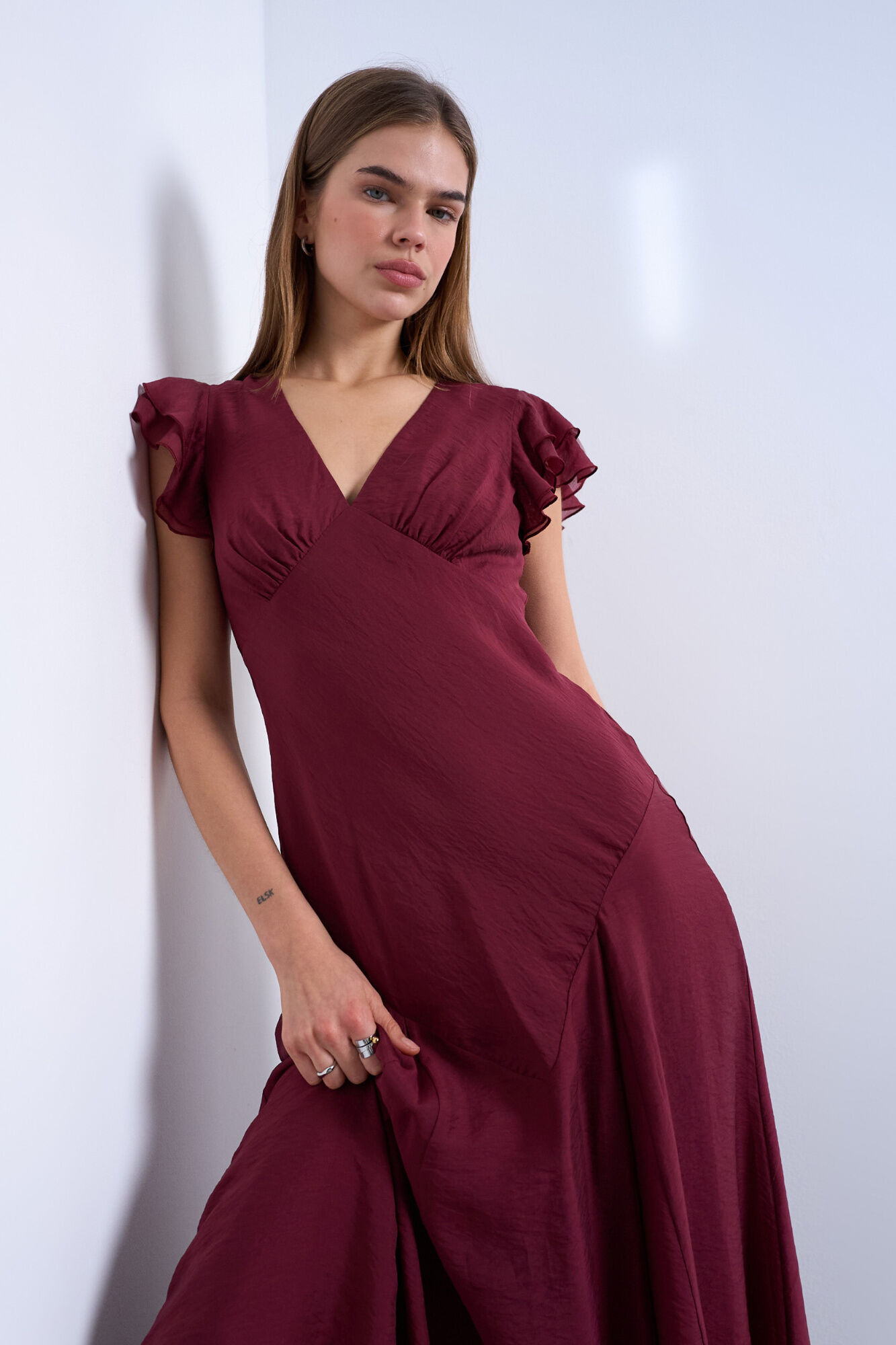 Topshop Vestido largo cuello pico