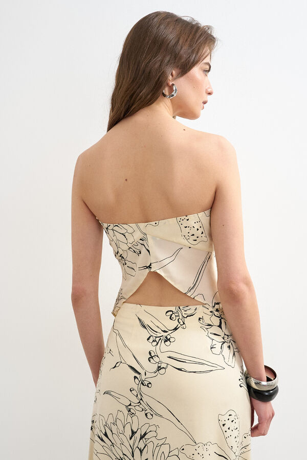 Topshop Top palabra de honor estampado blanco