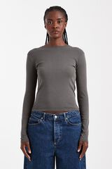 Topshop Camiseta manga larga algod&oacute;n gris