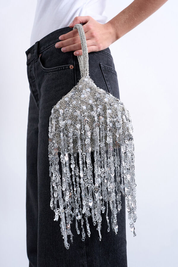 Topshop Bolso de fiesta con abalorios. gris