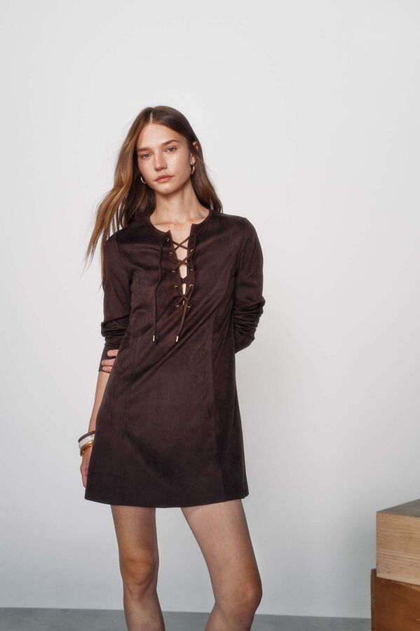 High Spirits Vestido Ribbon marr&oacute;n