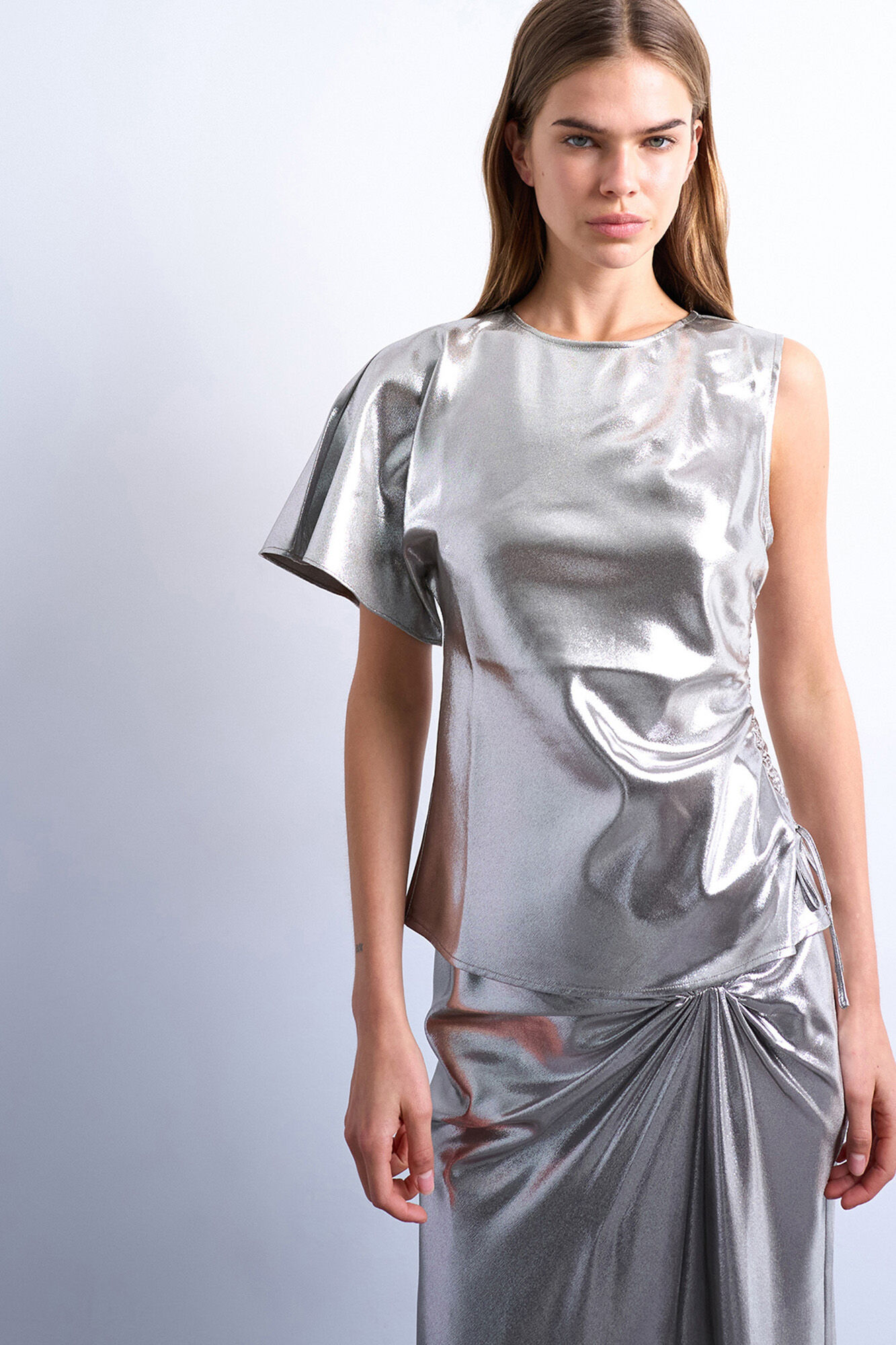 Topshop Top efecto metalizado