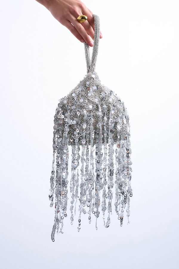 Topshop Bolso de fiesta con abalorios. gris