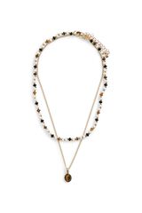 Pieces Pack de 2 collares dorados con cuentas de colores amarillo
