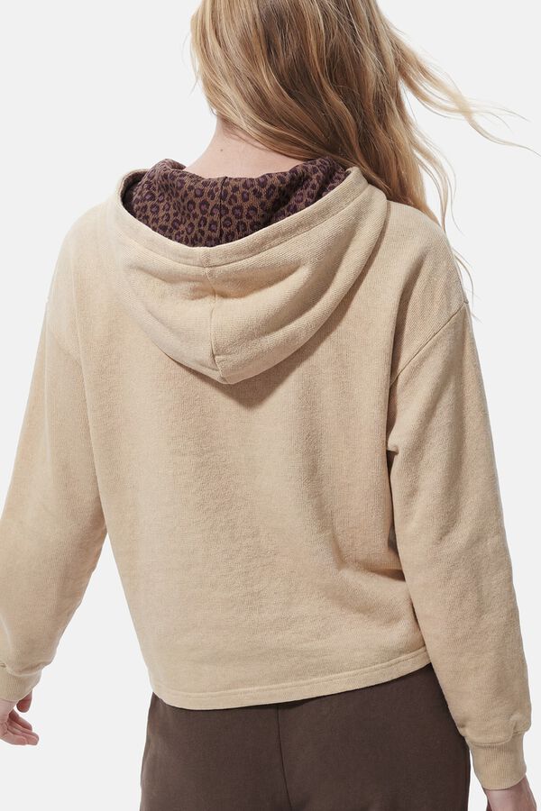 Pieces Sudadera con capucha estampada beige